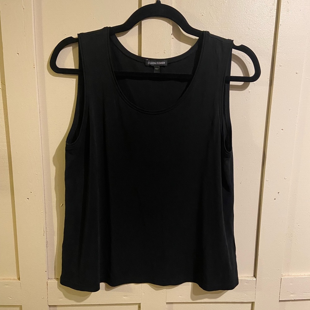Eileen Fisher 100% silk black tank top size medium